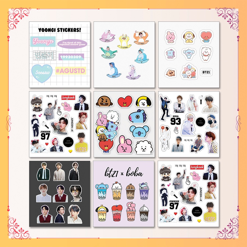 Jual (BTS Series) Mini Sticker Aesthetic BTS | Sticker Tumblr Mini BTS ...