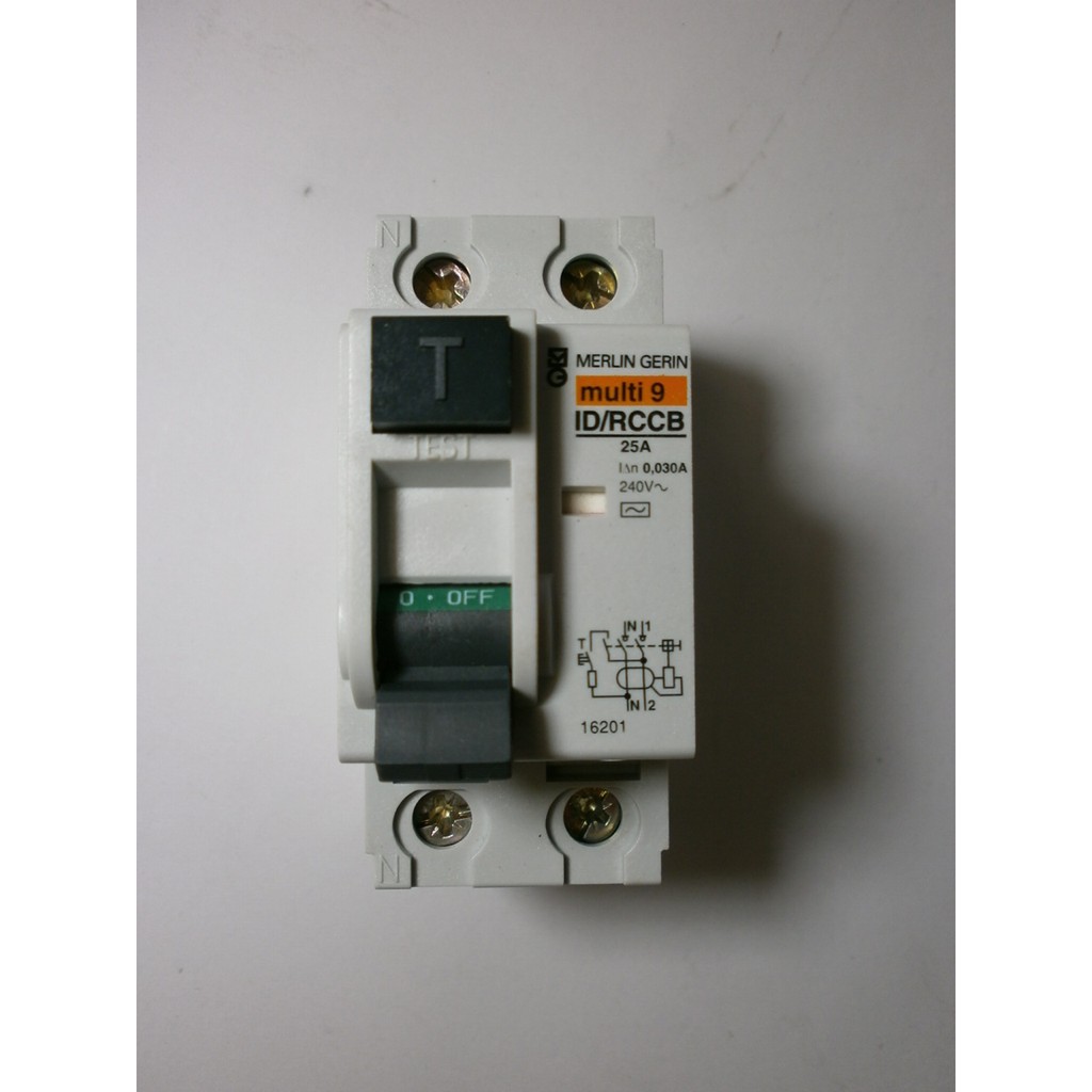 Jual RCCB 30.mA 1 phase 25.A Multi 9 Anti Setrum Shock ELCB 220V beban ...