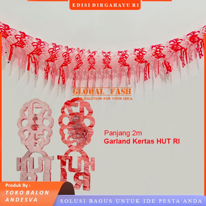 Jual GARLAND Kertas Hut RI / HIASAN HUT RI / DEKORASI HIT RI 17 agustus