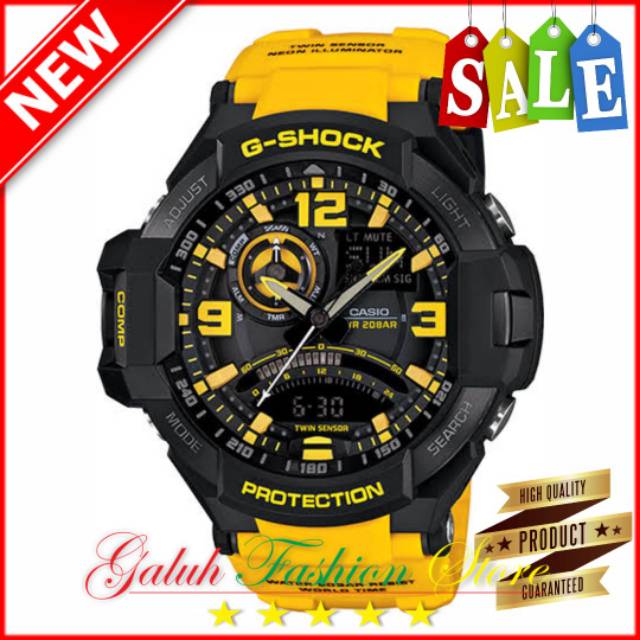 Jual Jam Tangan Pria Merek Casio Gshock GA1000 yellow Shopee Indonesia