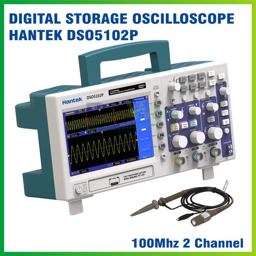 Jual Digital Storage Oscilloscope Hantek DSO5102P Osiloskop 100MHz 2 ...