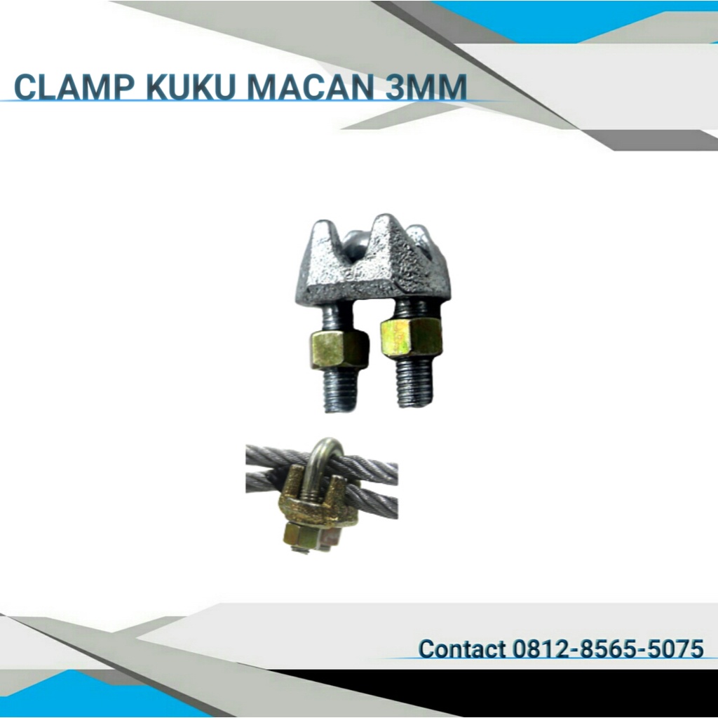 Jual Kuku Macan Clamp Klem Tali Kawat Baja Kabel Seling Sling 3 Mm