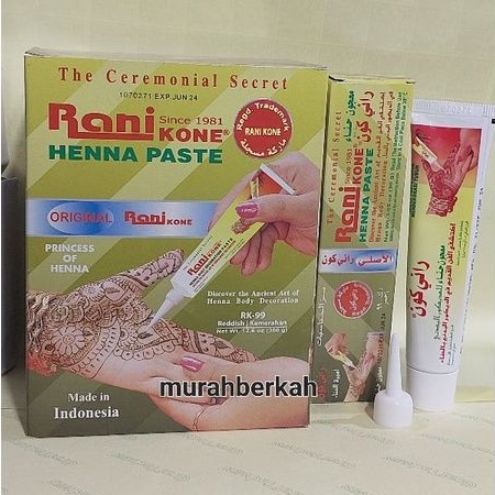Jual RANI KONE HENNA PASTE BSAR WARNA MERAH per 1lusin | Shopee Indonesia