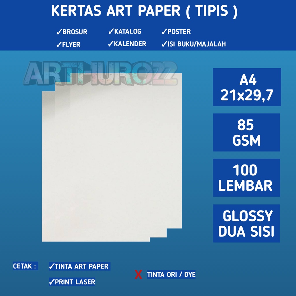 Jual kertas art paper 85 GSM A4 isi 100 lembar/Art paper tipis 85 gram