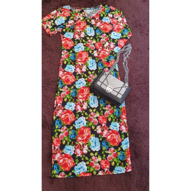 Jual Dress sexy dress bunga dress ancol dress lengan panjang baju bunga murah pakaian wanita bagus mini Shopee Indonesia