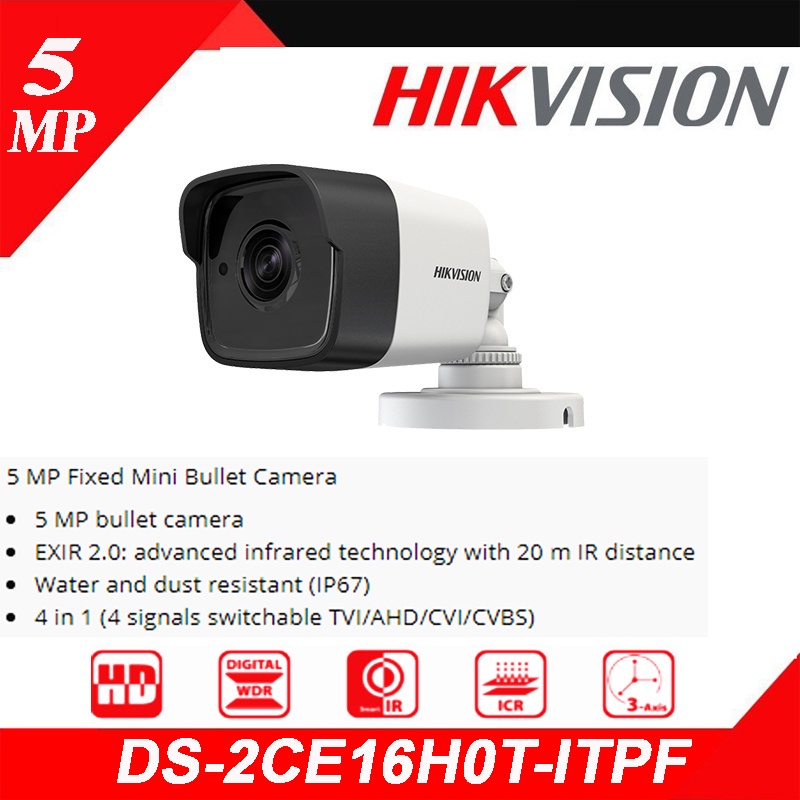 Jual HIKVISION CCTV Kamera 5MP Coaxial 5 MP Outdoor DS-2CE16H0T-ITPF ...