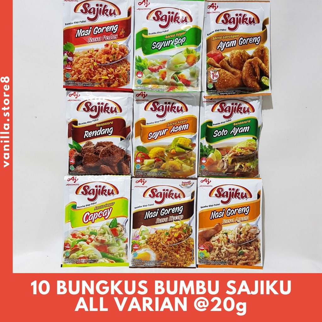 Jual SAJIKU BUMBU SIAP PAKAI ALL VARIAN 1 RENCENG ISI 10sachet @20gram ...