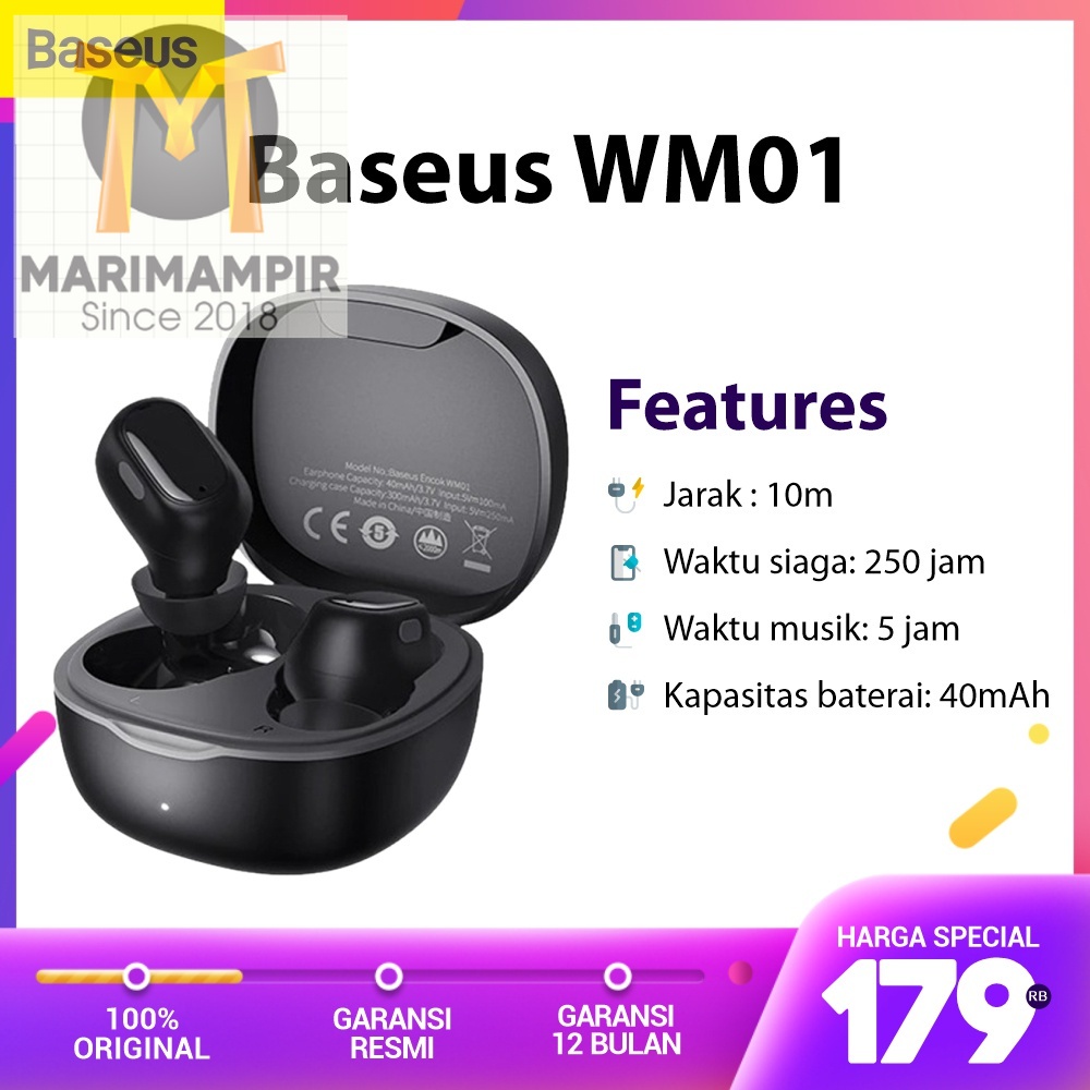 Baseus Encok WM01 True Wireless Bluetooth Earphone Mini Earbuds TWS – Baseus  Indonesia