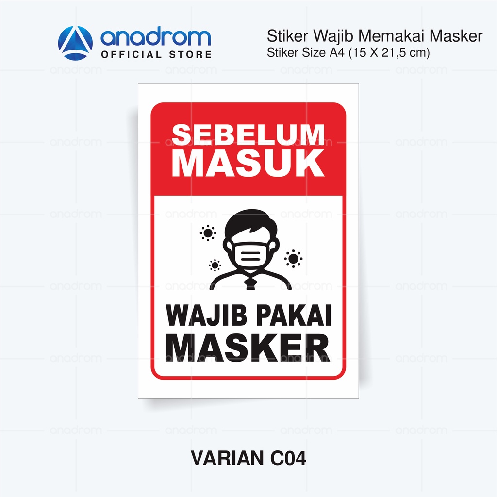 Jual Stiker Peringatan Sticker Warning Sign Wajib Masker Anadrom 3015 Shopee Indonesia