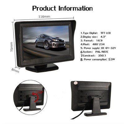 Jual Layar Monitor Lcd Mobil LCD monitor mini TFT 4.3 inch monitor 4,3 ...