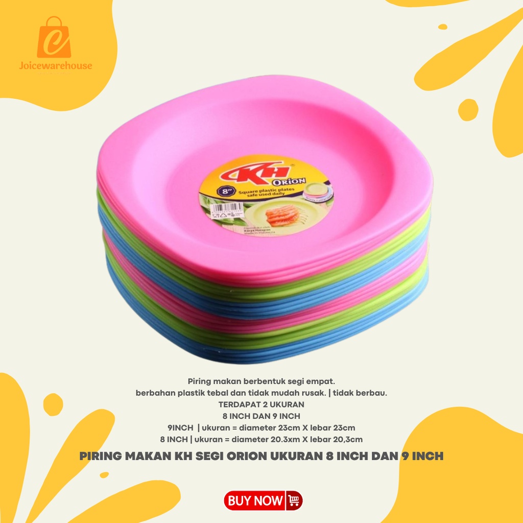 Jual Piring Makan Kh Segi Orion Ukuran 8 Inch Dan 9 Inch Shopee Indonesia