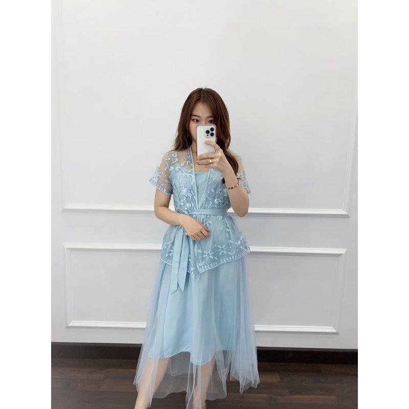 Jual (REAL PICT )MIDI DRESS 2IN1 PREMIUM GRICIA / DRESS PESTA / DRESS