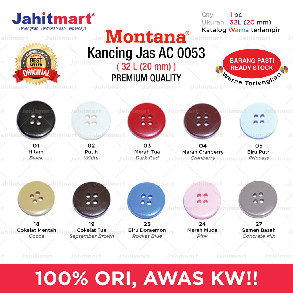 Jual Kancing Jas AC 0053 Ukuran 20mm / 32L | Shopee Indonesia