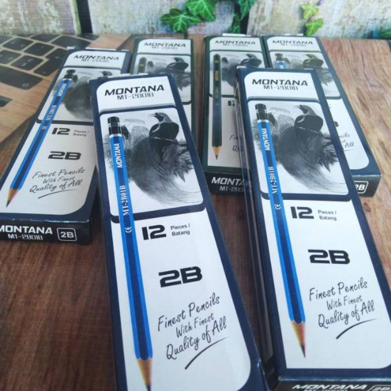 Jual Pensil 2B Montana MT-2B01B Biru Pack | Shopee Indonesia