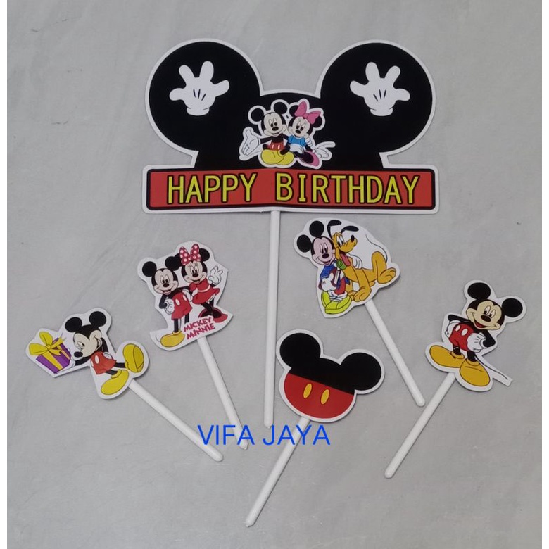 Jual Topper cake karakter happy birthday miki mouse | Shopee Indonesia