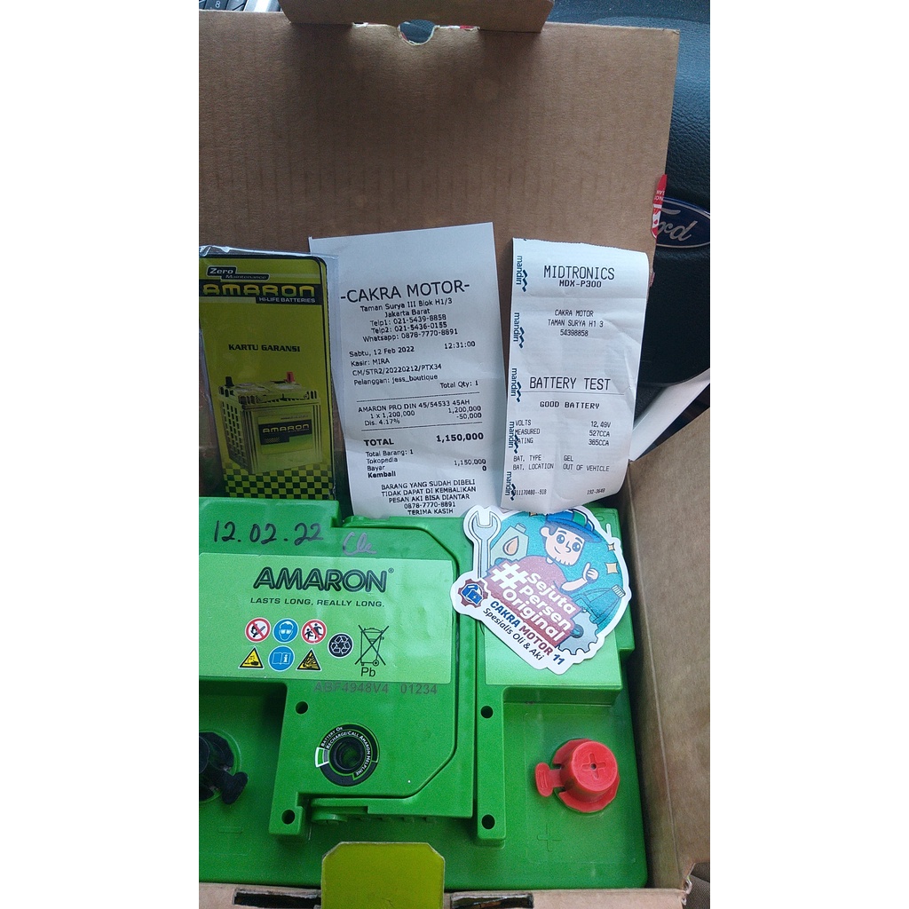 Jual AKI AMARON PRO DIN 45 / 54533 45AH Aki Ford Fiesta/Focus/Ecosport