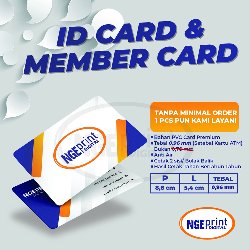 Jual [tebal 0 96mm] Cetak Id Card Pvc Premium Kartu Member Kartu