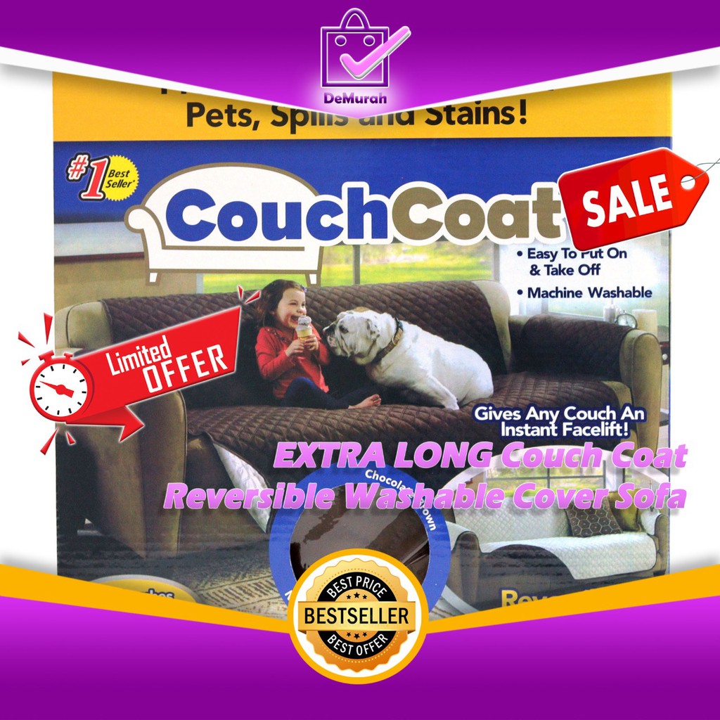 Jual EXTRA LONG Couch Coat Reversible Washable Cover Sofa 0502 Shopee