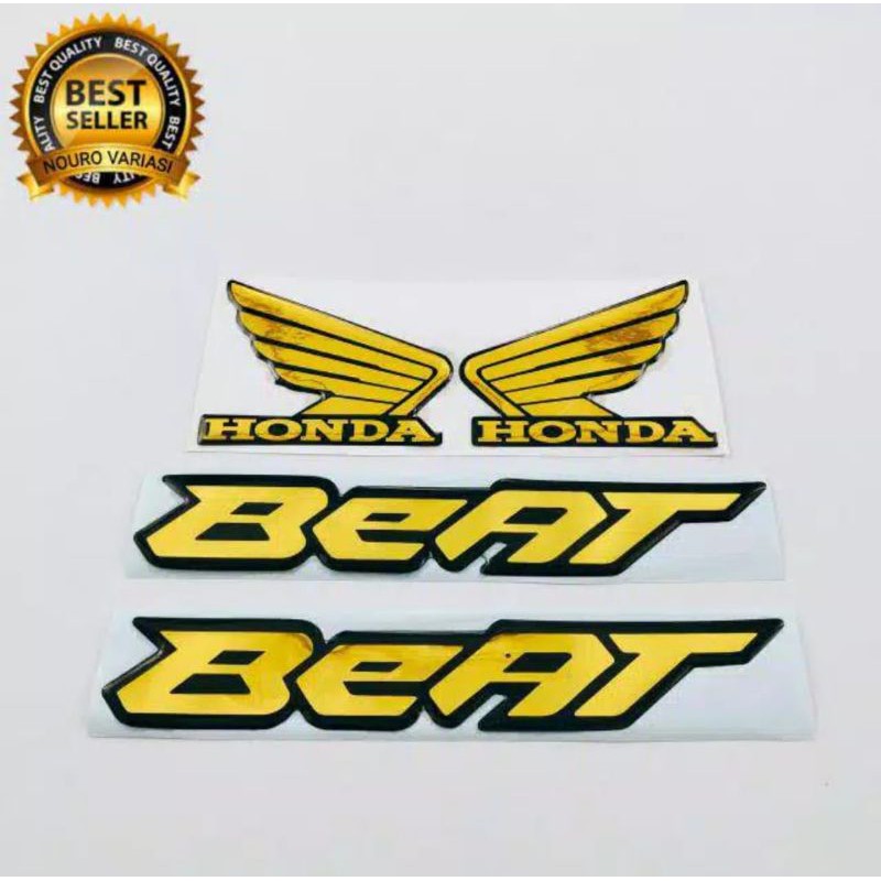 emblem timbul 3d logo HONDA BEAT SAYAP WINGS GOLD PAKET HEMAT KUALITAS  TERBAIK TERMURAH