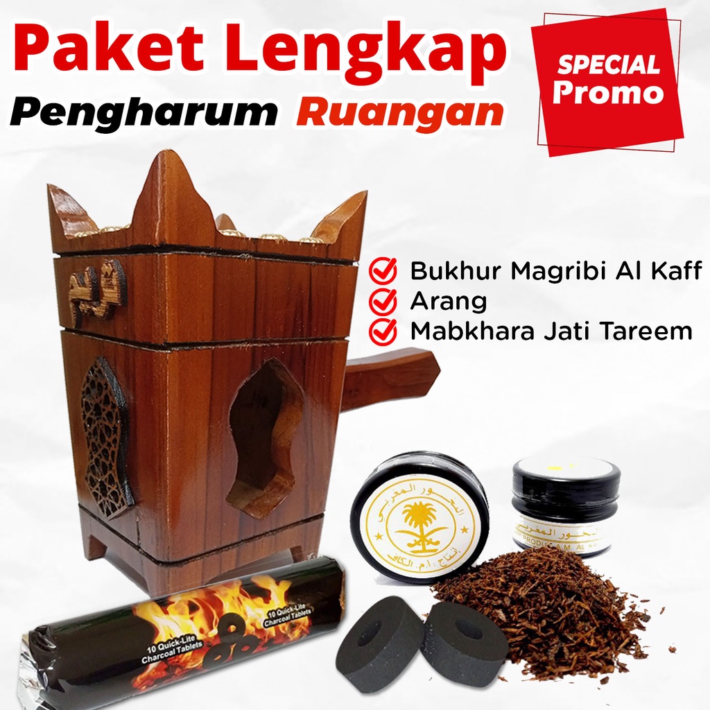 Jual Satu Paket Bukhur Mabkhara Arang Arab Madinah Aroma Magribi Gaharu