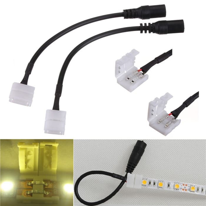 Jual 10Mm 2Pin Cable Dc Female Connector Adapter For Smd 5050 Led Strip ...