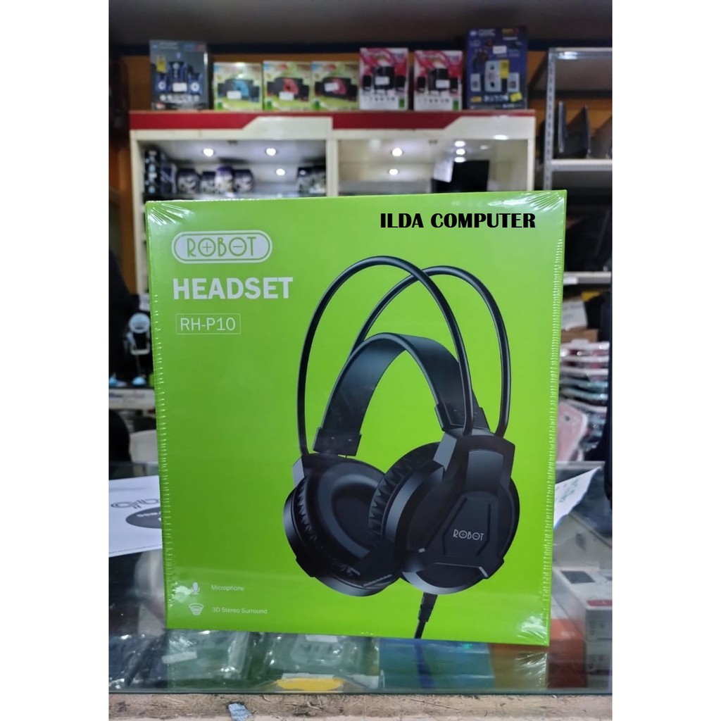 Jual Headphone Gaming ROBOT RHP10 Headset Double Jack Audio With Mic