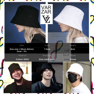 BTS Jungkook(JK) MusicBank VARZAR Label Drop Over Fit Bucket Hat White Black