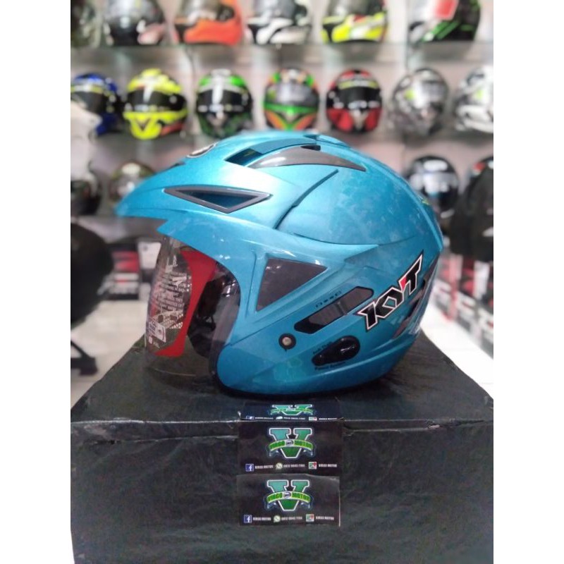 Jual HELM KYT SCORPION KING R SOLID ICE BLUE BL / GM Shopee Indonesia