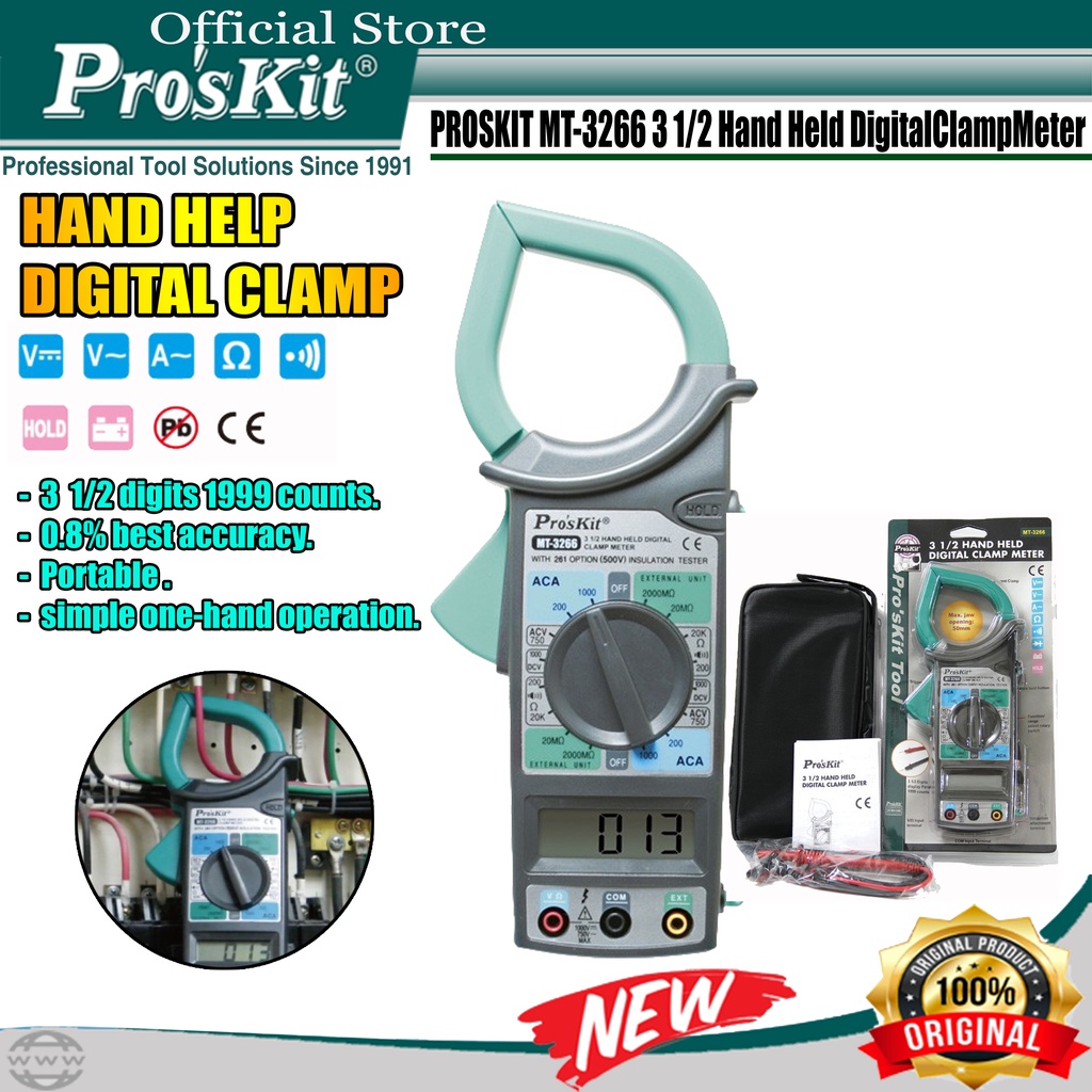 Jual Pro'sKit - Multitester Clamp Digital Pro'sKit Mt-3266 3-1/2 ...