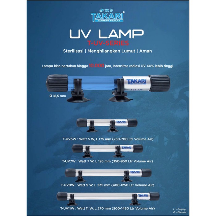 Jual Lampu Uv Ultraviolet Aquarium Takari 5 7 9 11 15 20 Watt