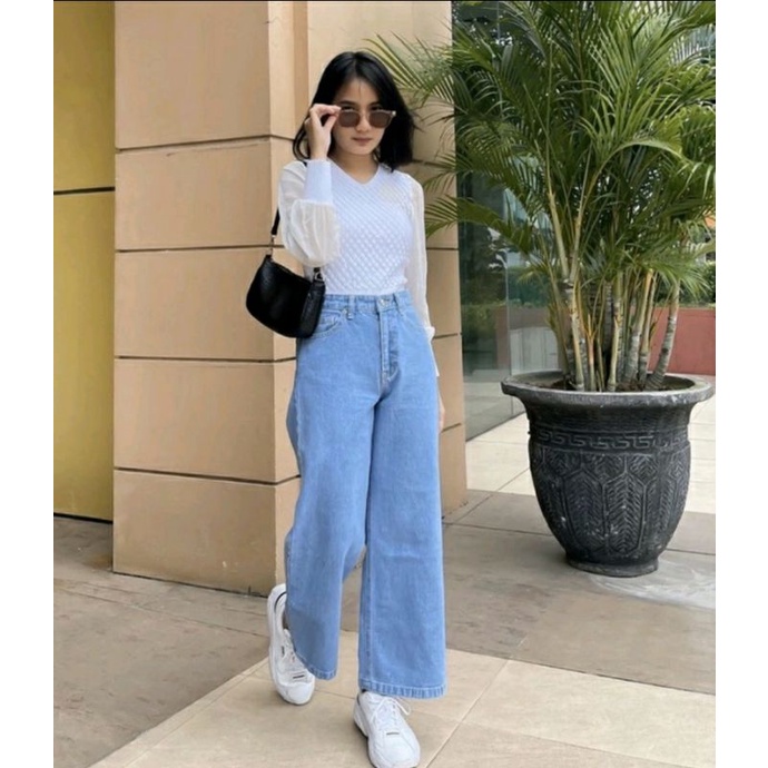 Jual CELANA BOYFRIEND JEANS JUMBO WANITA KULOT LIPAT Shopee