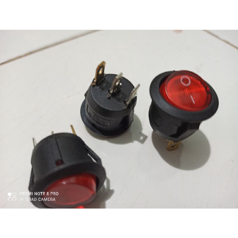 Jual Saklar Switch ON OFF Bulat Kecil 3 Pin Merah + Lampu | Shopee ...