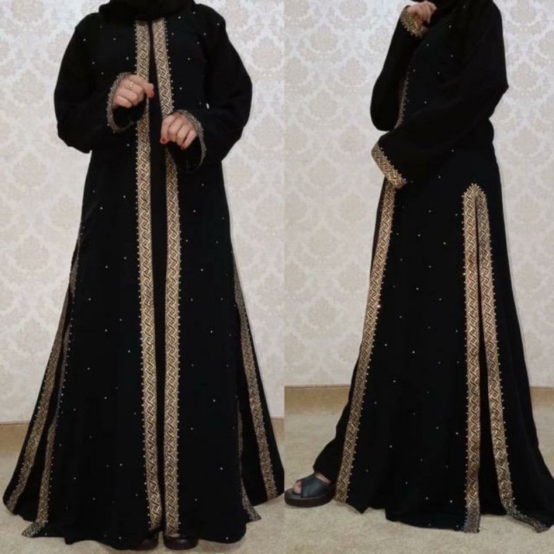 Jual abaya hitam abaya Dubai gamis hitam abaya sifon | Shopee Indonesia