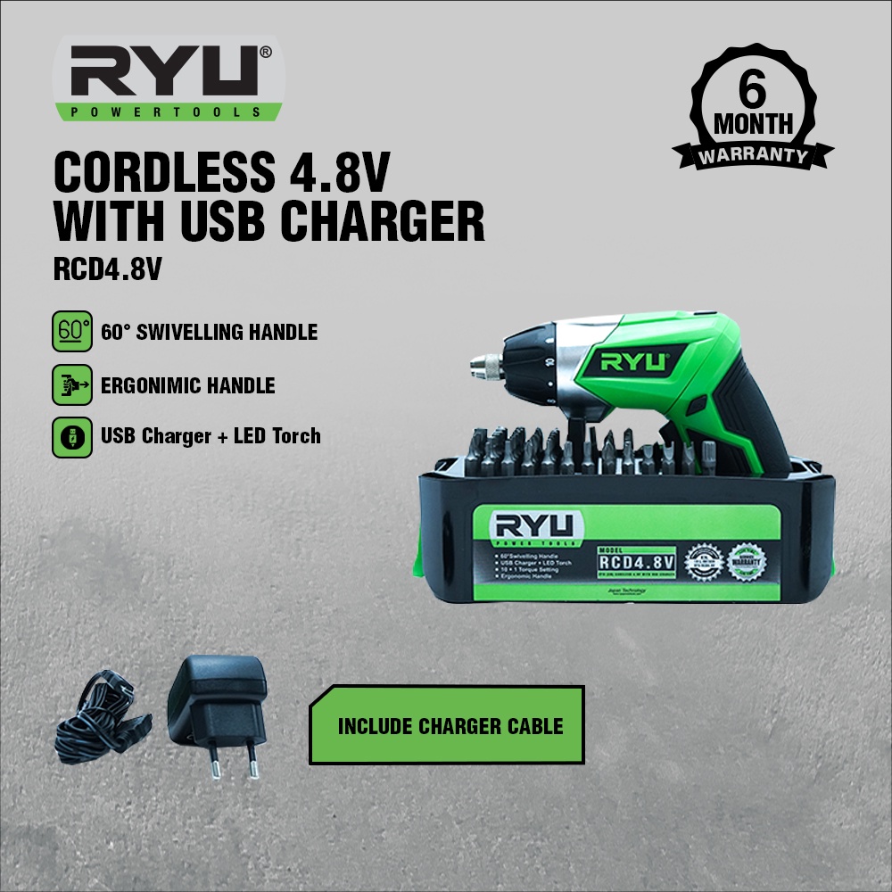 Jual RYU Cordless 4.8V With Usb Charger - Mesin Bor Baterai | Shopee ...