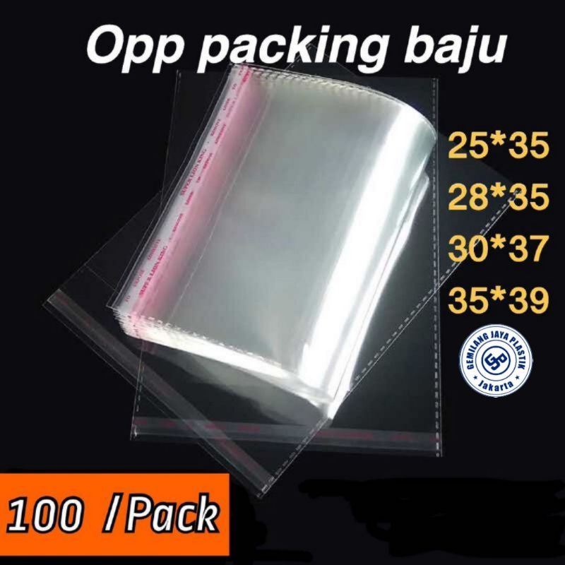 Jual Plastik Opp Kemasan Baju Plastik Bening Seal Lem 25x35 28x35 30x37 35x39 100 Lembar 0492