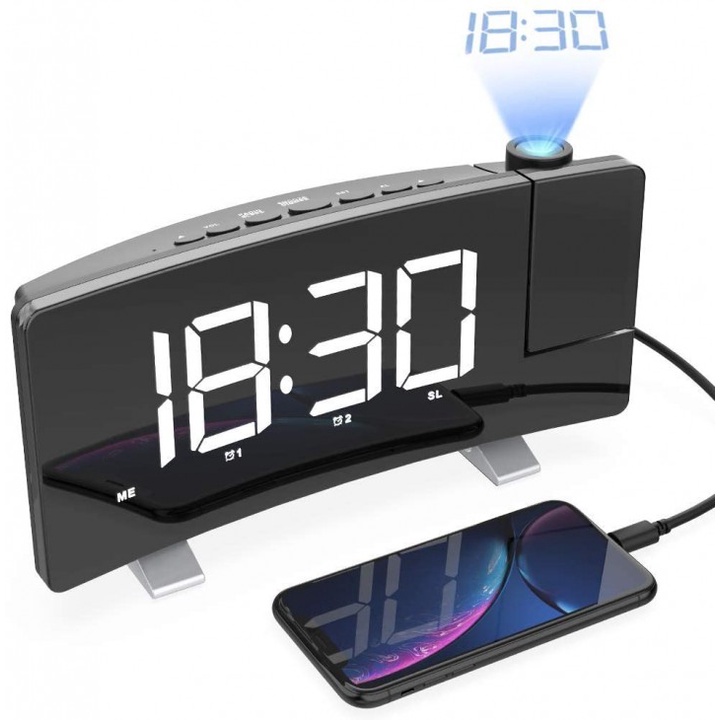 Jual Alarm Projection Clock ROCKWARE RWEN8831 Jam Meja Proyektor FM