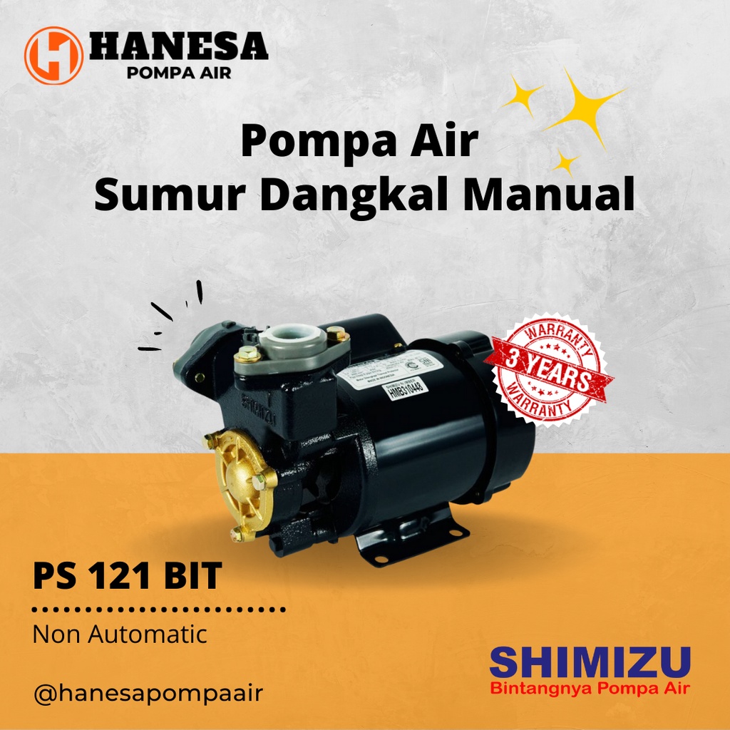 Jual Pompa Air Shimizu PS 121 BIT / PS121 / Pompa Air Sumur Dangkal ...