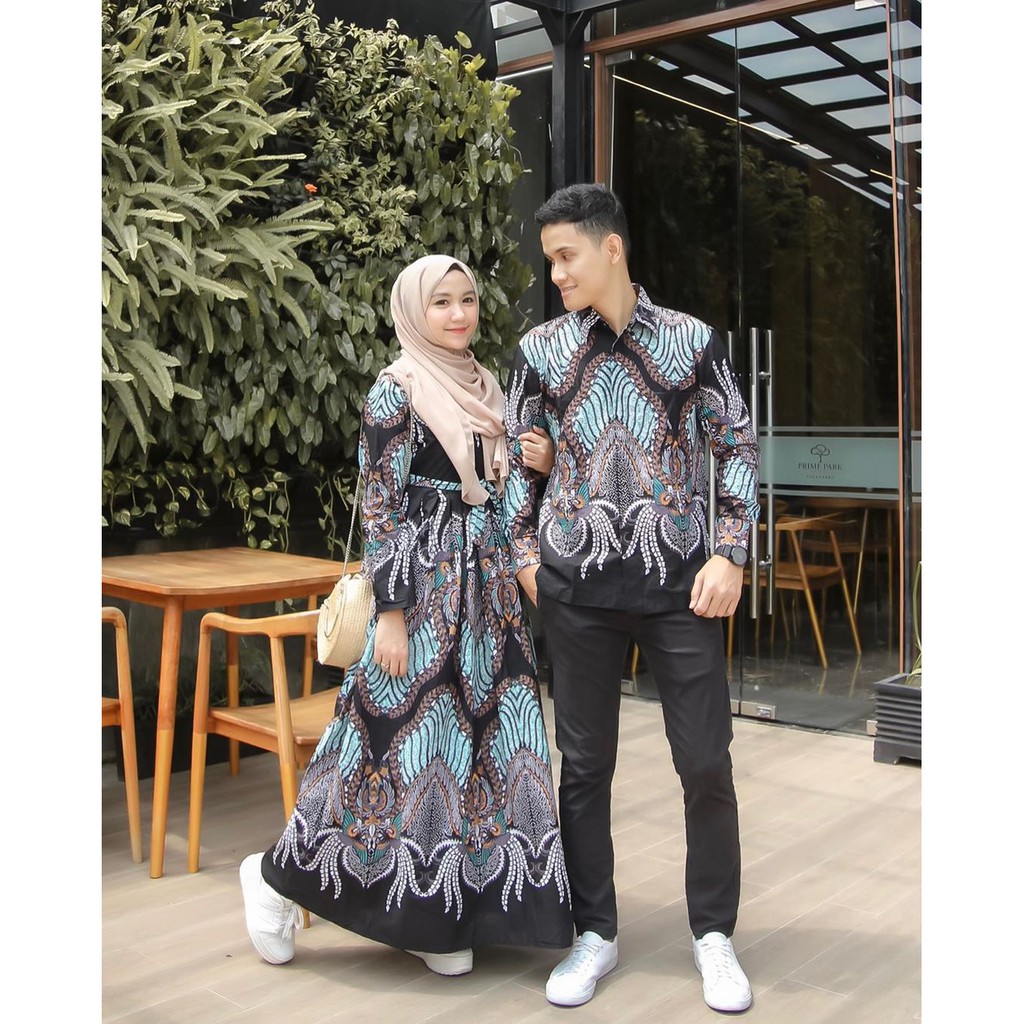 Jual Baju Batik Couple Terbaru Modern Batik Set Baju Couple Pasangan Gamis Brukat Couple 2154