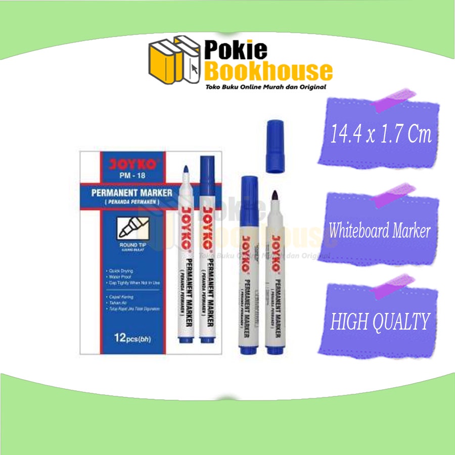 Jual Spidol Papan Tulis Kaca Glassboard Whiteboard Marker Biru Joyko Wm