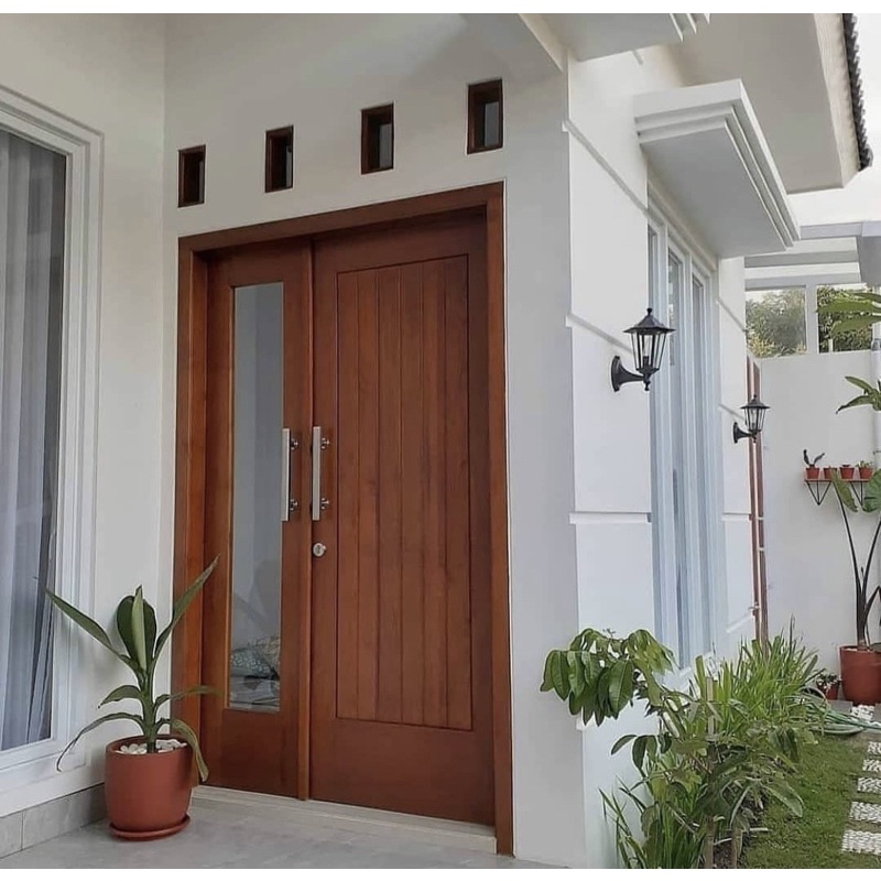 Jual Pintu Utama Rumah Minimalis Modern Kayu Kamper Tahan Anti Rayap