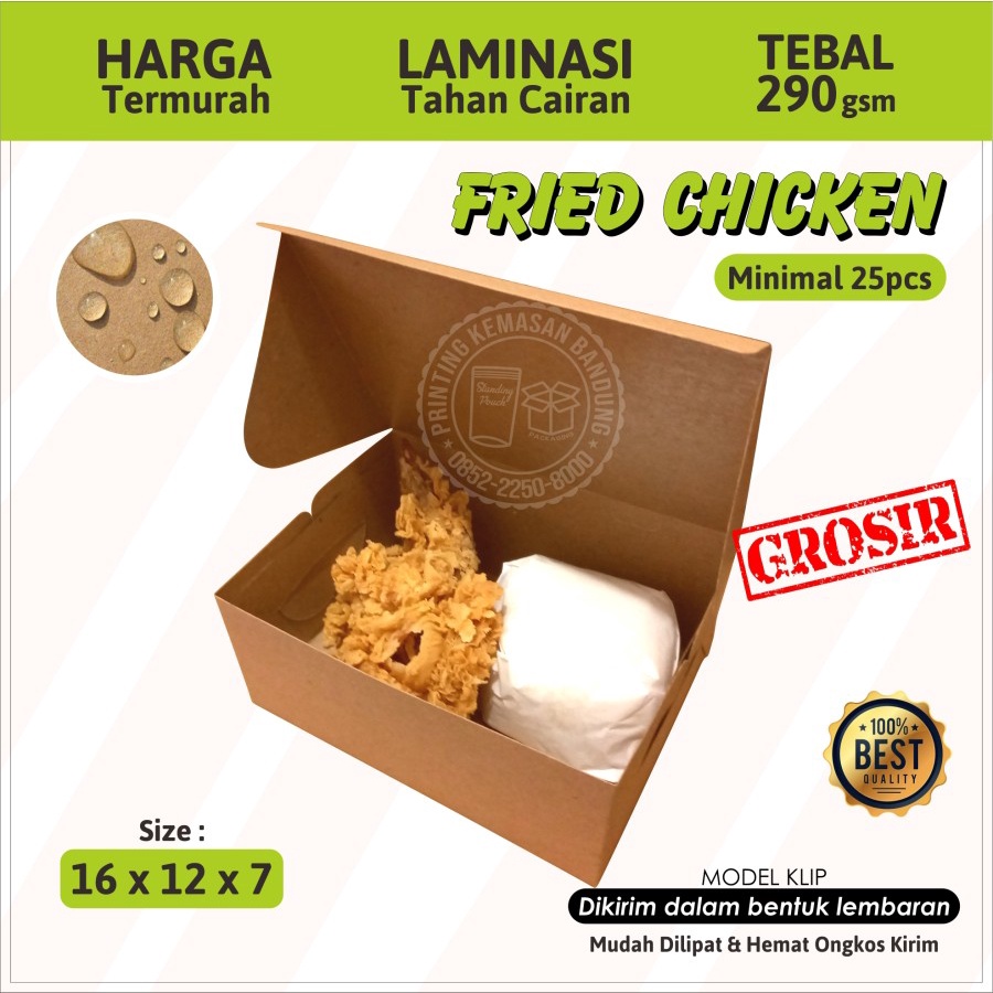 Jual Dus Fried Chicken Snack Box 16x12x7 Kraft 290gsm Nasi Kotak Kue