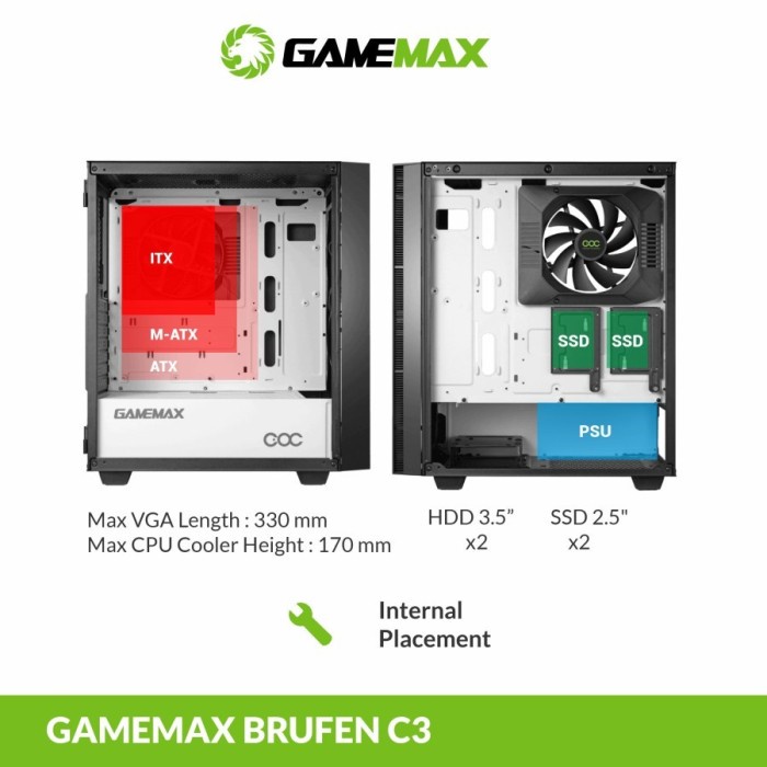 Jual PC Case Gaming GAMEMAX BRUFEN C3 E-ATX | Shopee Indonesia