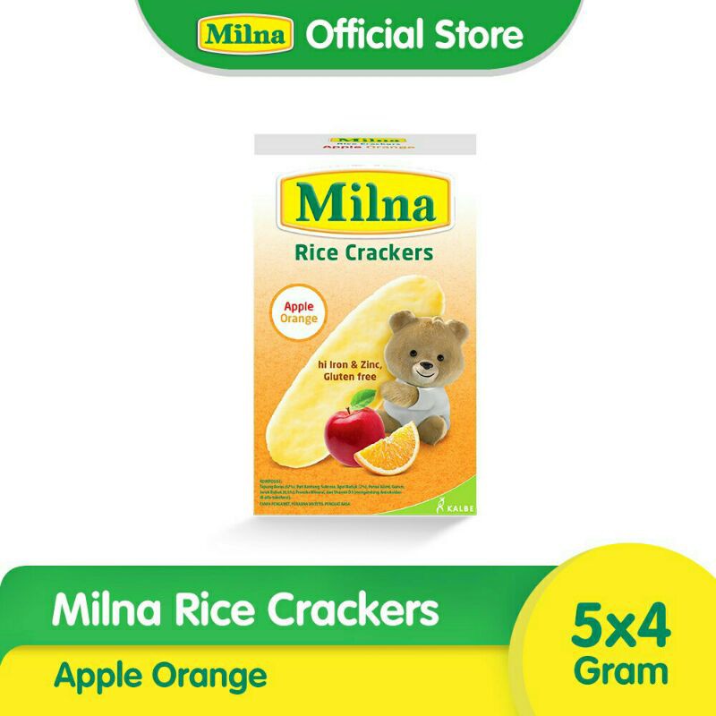 Jual MILNA RICE CRAKERS APPLE ORANGE 5x4g | Shopee Indonesia
