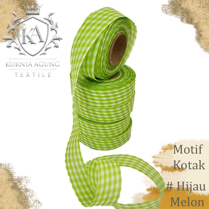 Jual Pita Kain Kotak 1 Inch Pita Motif Kotak Kotak 25cm Bungkus Kado Souvenir Dijual Roll 9800