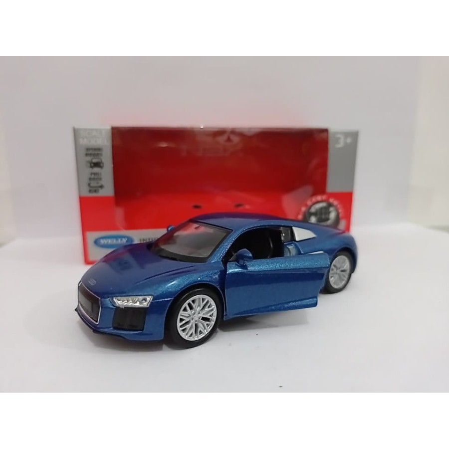 Jual Diecast mobil Audi R8 V10 2016 blue welly 1:36 mainan anak bahan ...