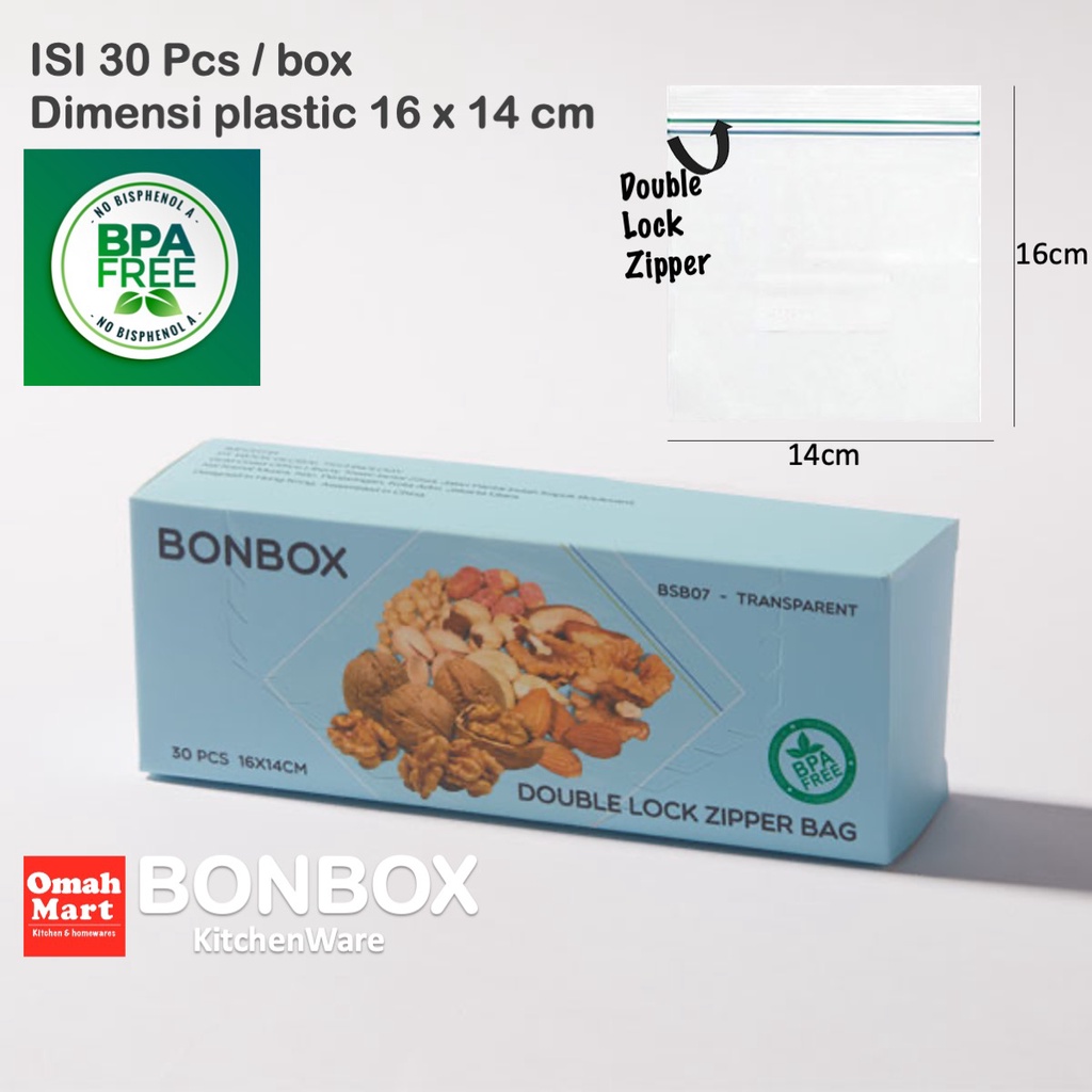 Jual BONBOX Plastik Klip Makanan Ziplock Kulkas Double Seal Penyimpanan ...