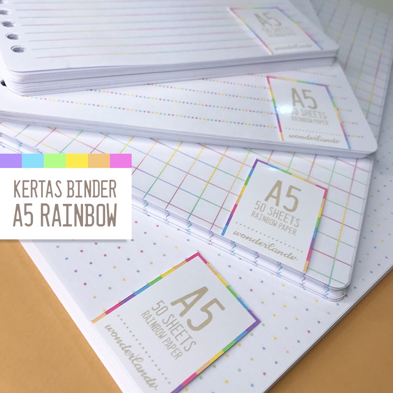 Jual LOOSE LEAF A5 WARNA WARNI GRID DOT PLAIN GARIS KERTAS ISI BINDER ...