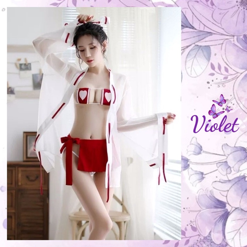 Jual Violet Lingerie Seksi Wanita Kimono Cosplay Penyihir Jepang Lucu Erotis Shopee Indonesia