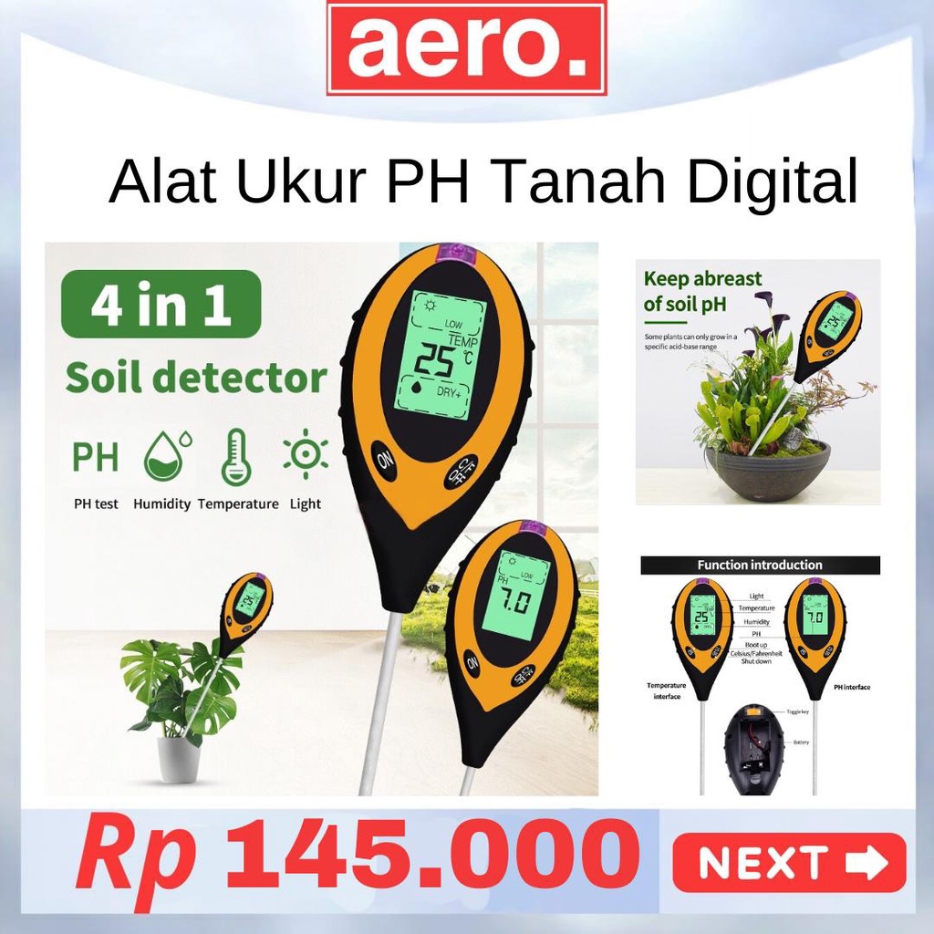 Jual Alat Ukur PH Tanah Digital Soil Analyzer Tester Meter Alat Ukur ...