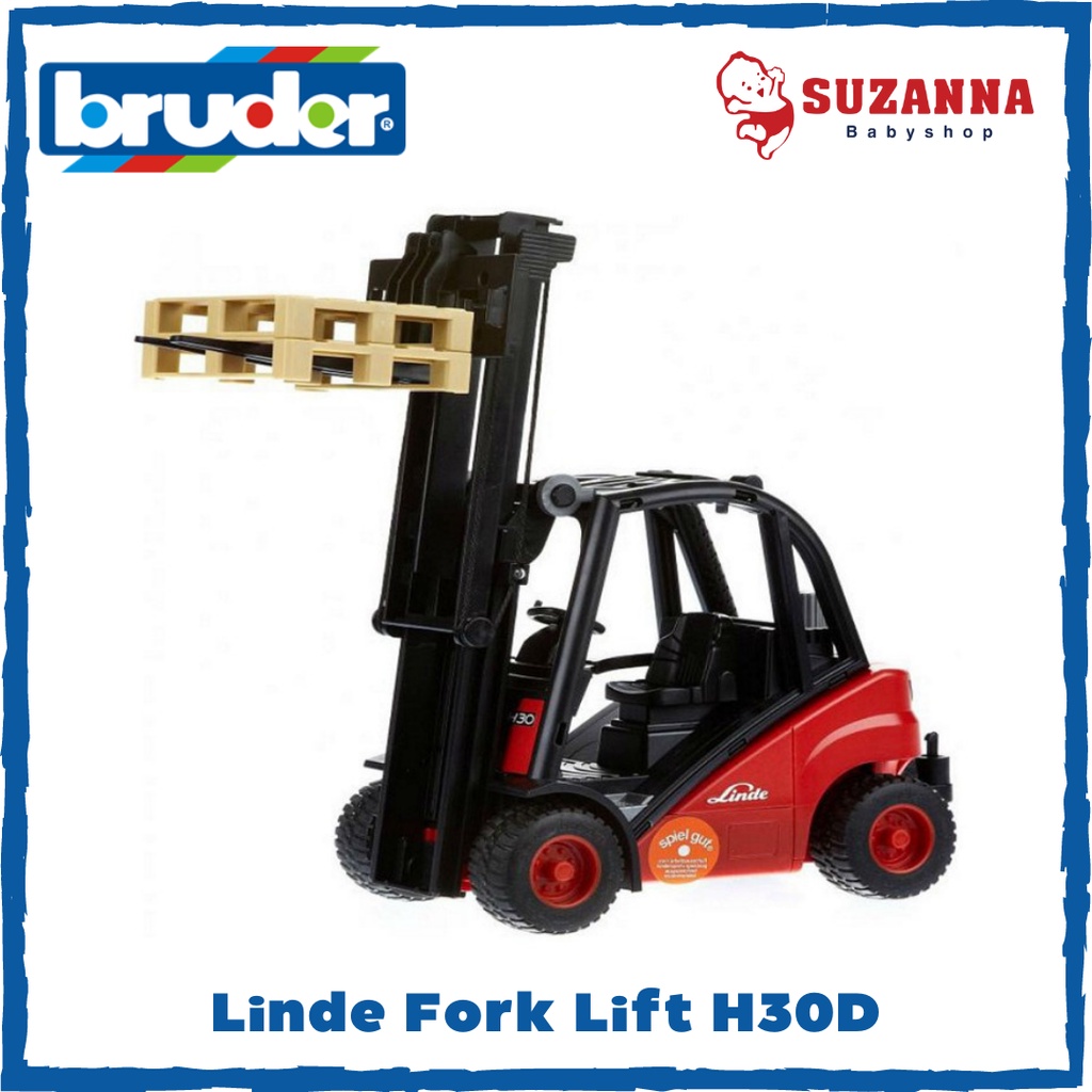 Bruder linde h30d 2025 forklift with 2 pallets